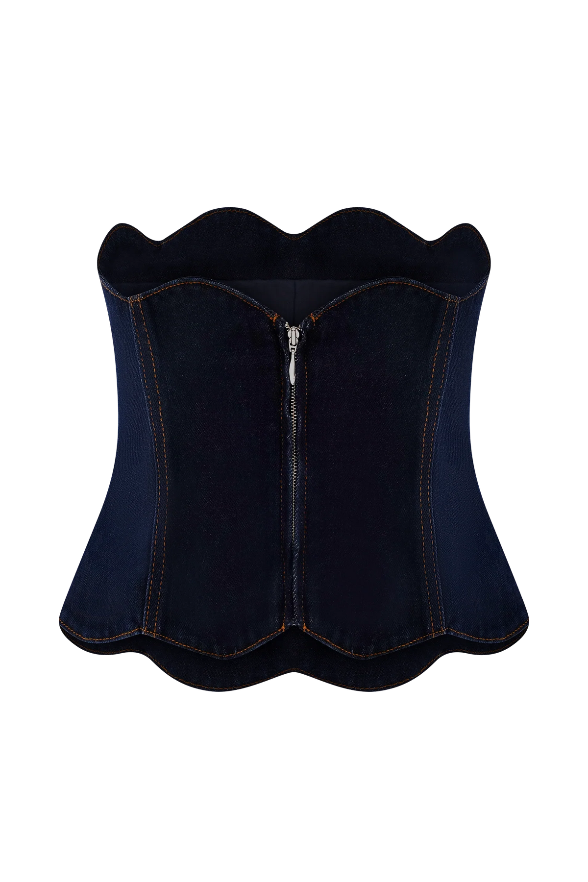 Oakley Strapless Scallop Denim Top - Indigo Blue