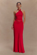 Bruna Slinky Fishtail Maxi Skirt - Red