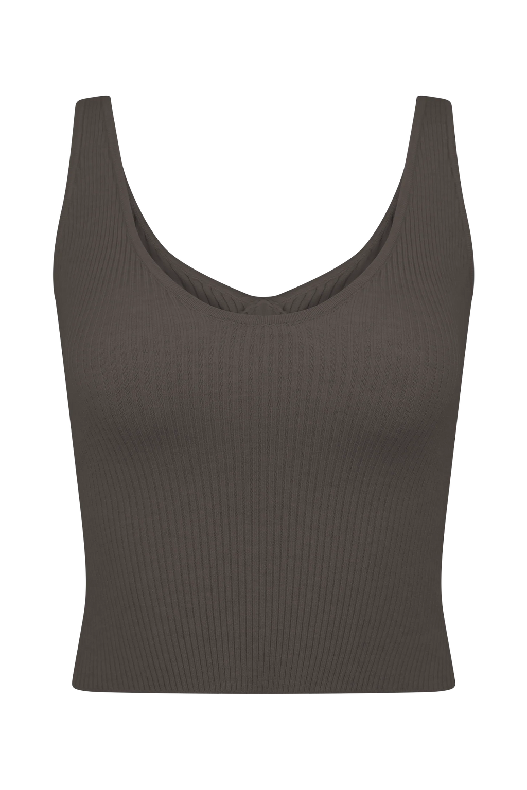 Natalya Ribbed Knit Cami Top - Dark Chocolate