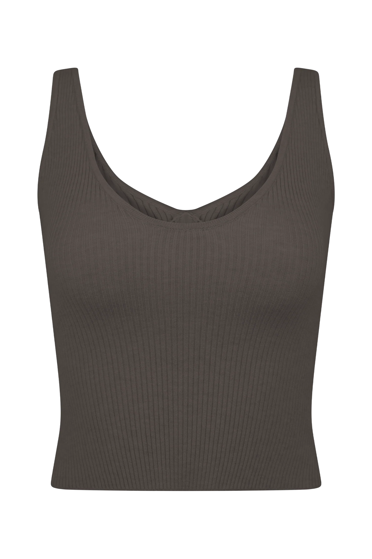 Natalya Ribbed Knit Cami Top - Dark Chocolate