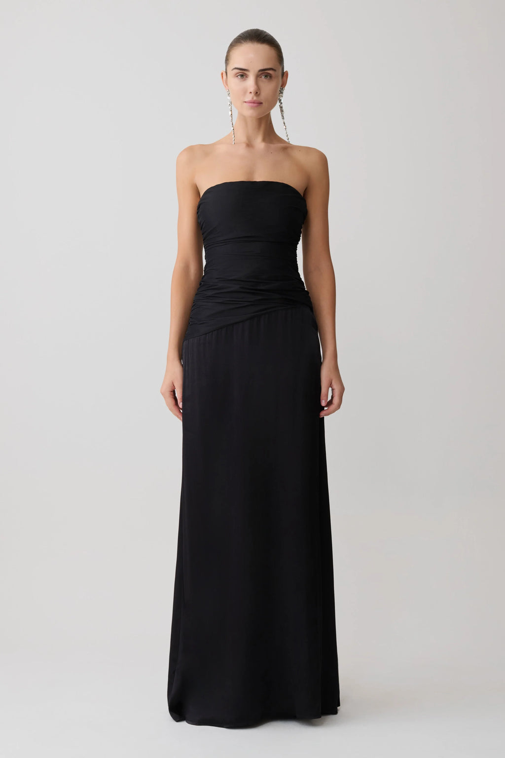 Serena Strapless Taffeta Maxi Dress - Black