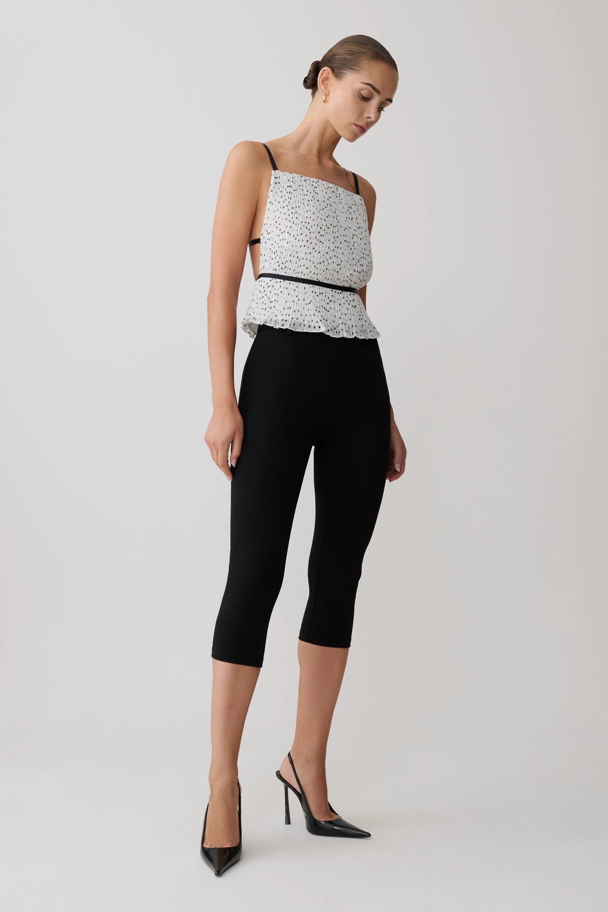 Lilou Pleated Sleeveless Top - Polka Dot