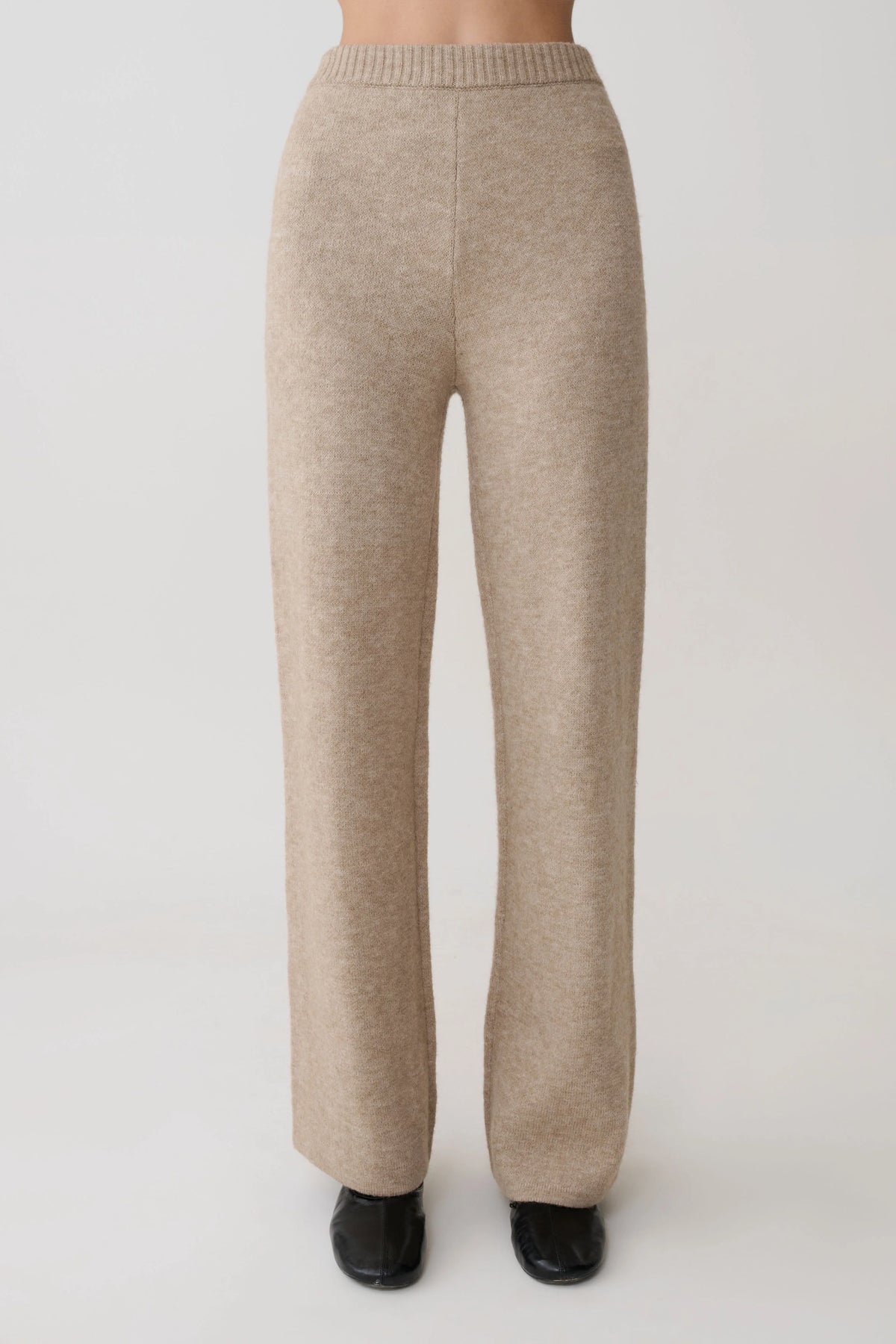 Evan Knit Wide Leg Pants - Beige Marle