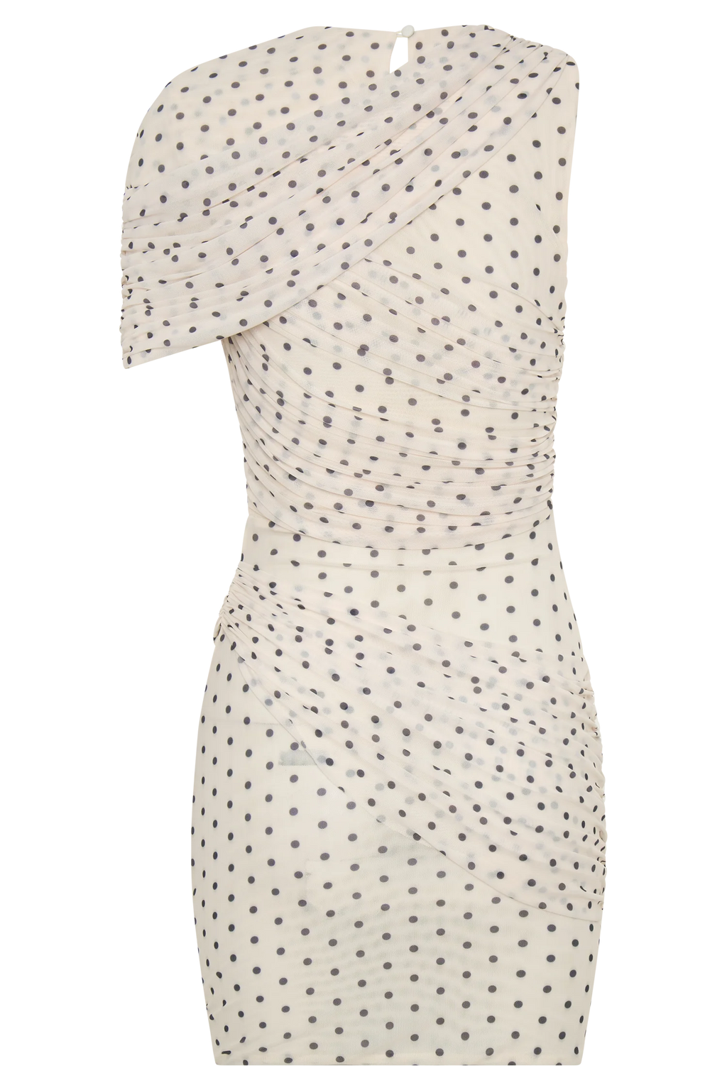 Adrienne One Shoulder Mesh Mini Dress - Polka Dot