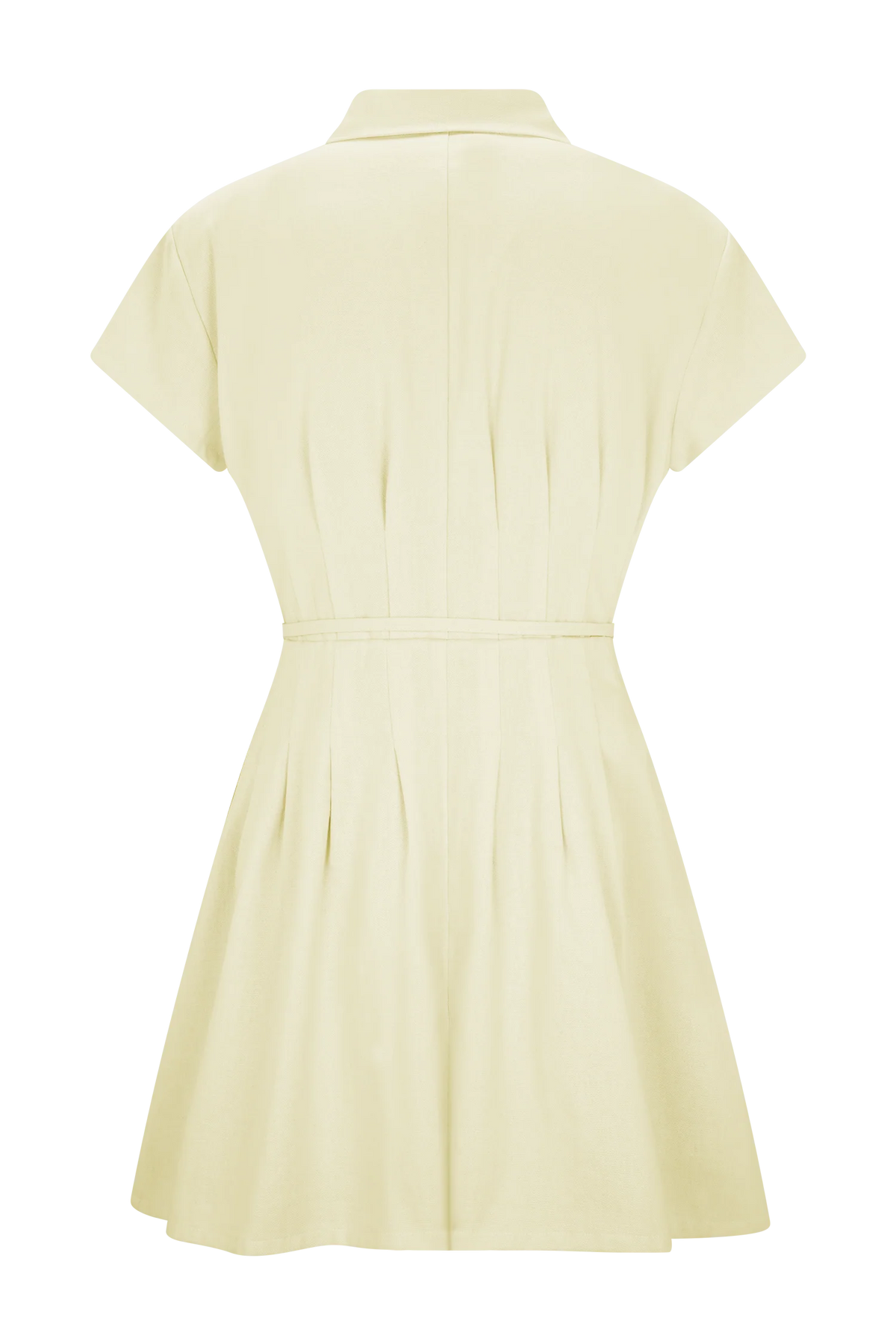 Aysha Buttoned Linen Mini Dress - Lemon