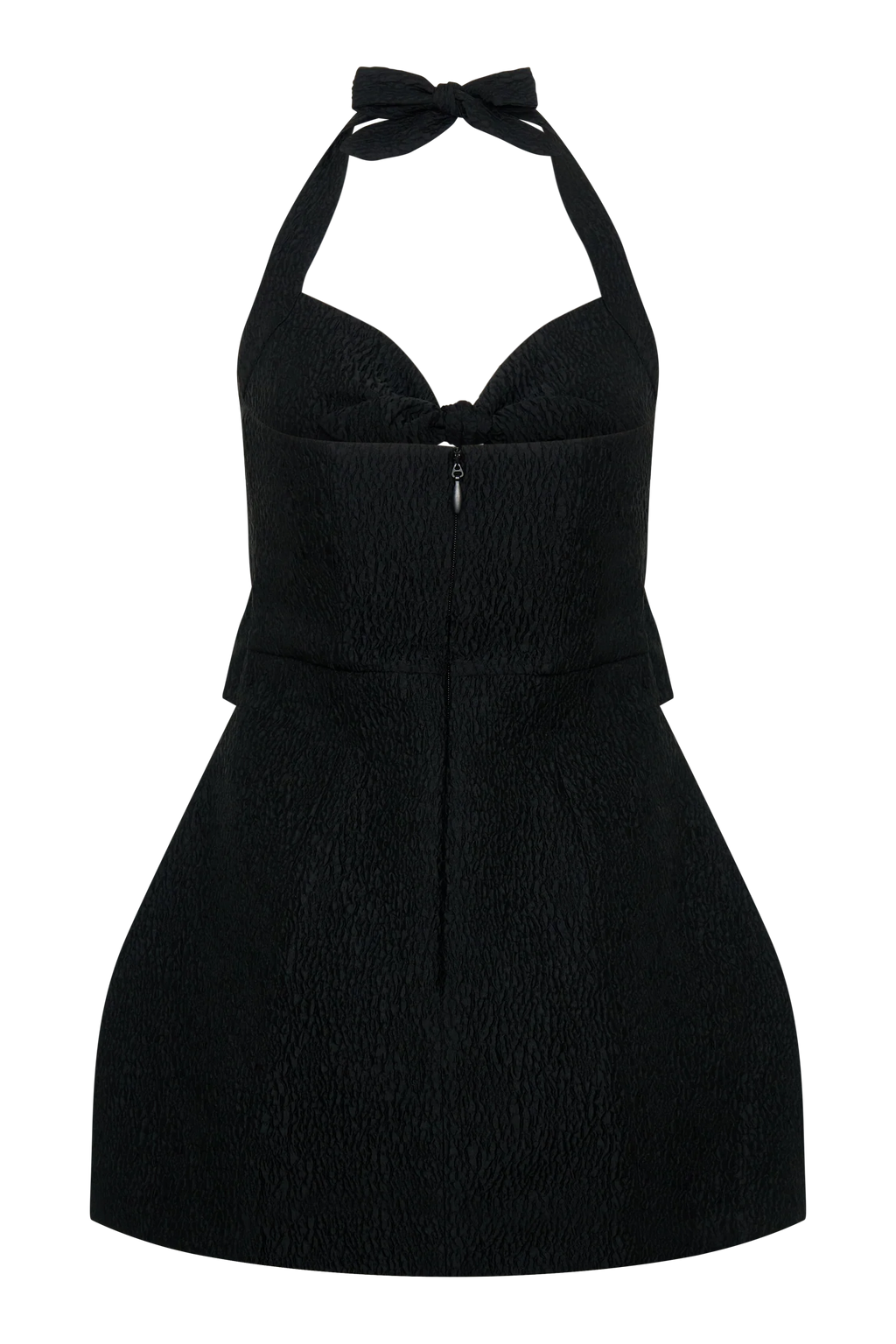 Ella Bow Detail Halter Mini Dress - Black