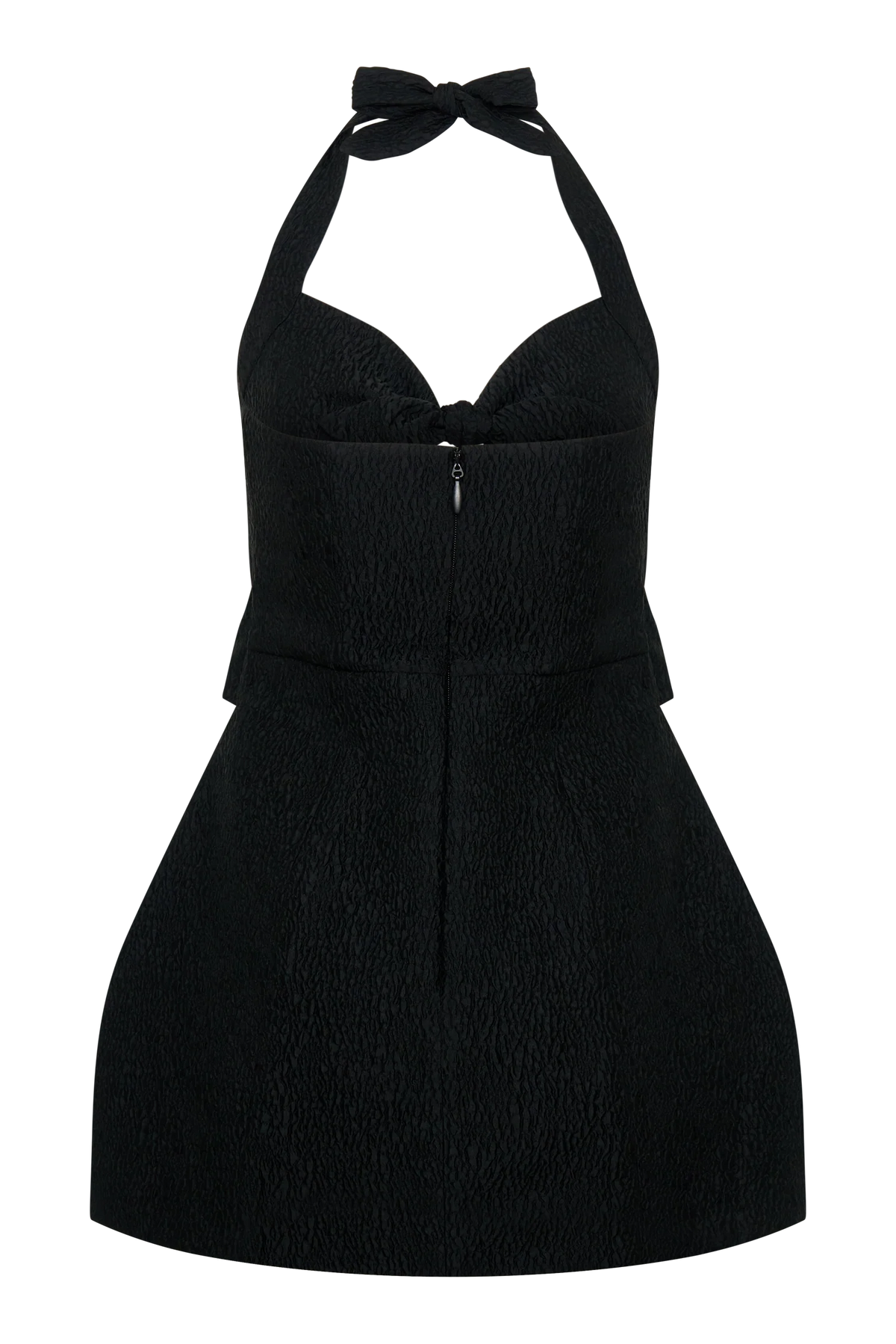 Ella Bow Detail Halter Mini Dress - Black