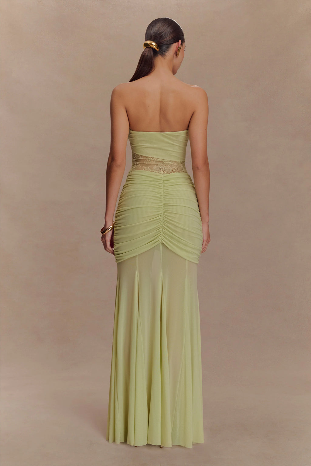 Khadijah Lace And Mesh Maxi Dress - Sage